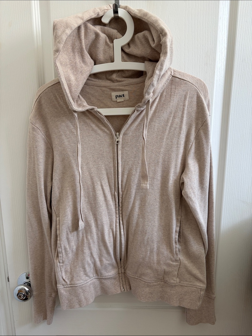 Pact Women's Zip Hoodie Jacket in Light Taupe